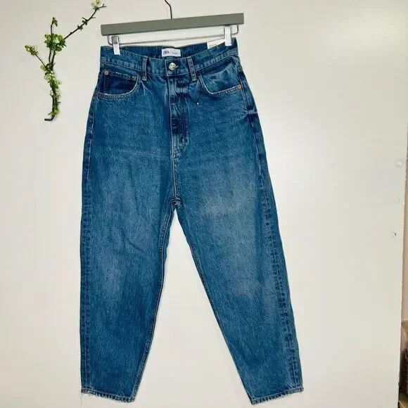 Zara Carrot Super High Rise Ankle Length Jeans NWT Sz 8 - Picture 2 of 11